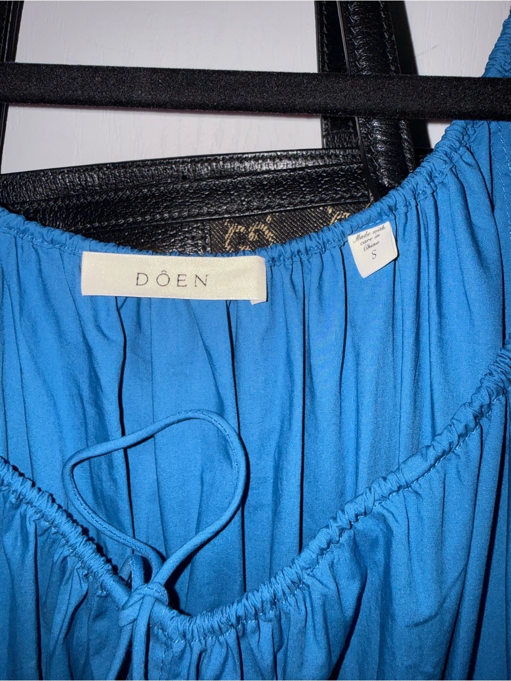 Doen Bright Blue Tie-Front Peasant Dress S Quinn Pristine - Picture 3 of 7